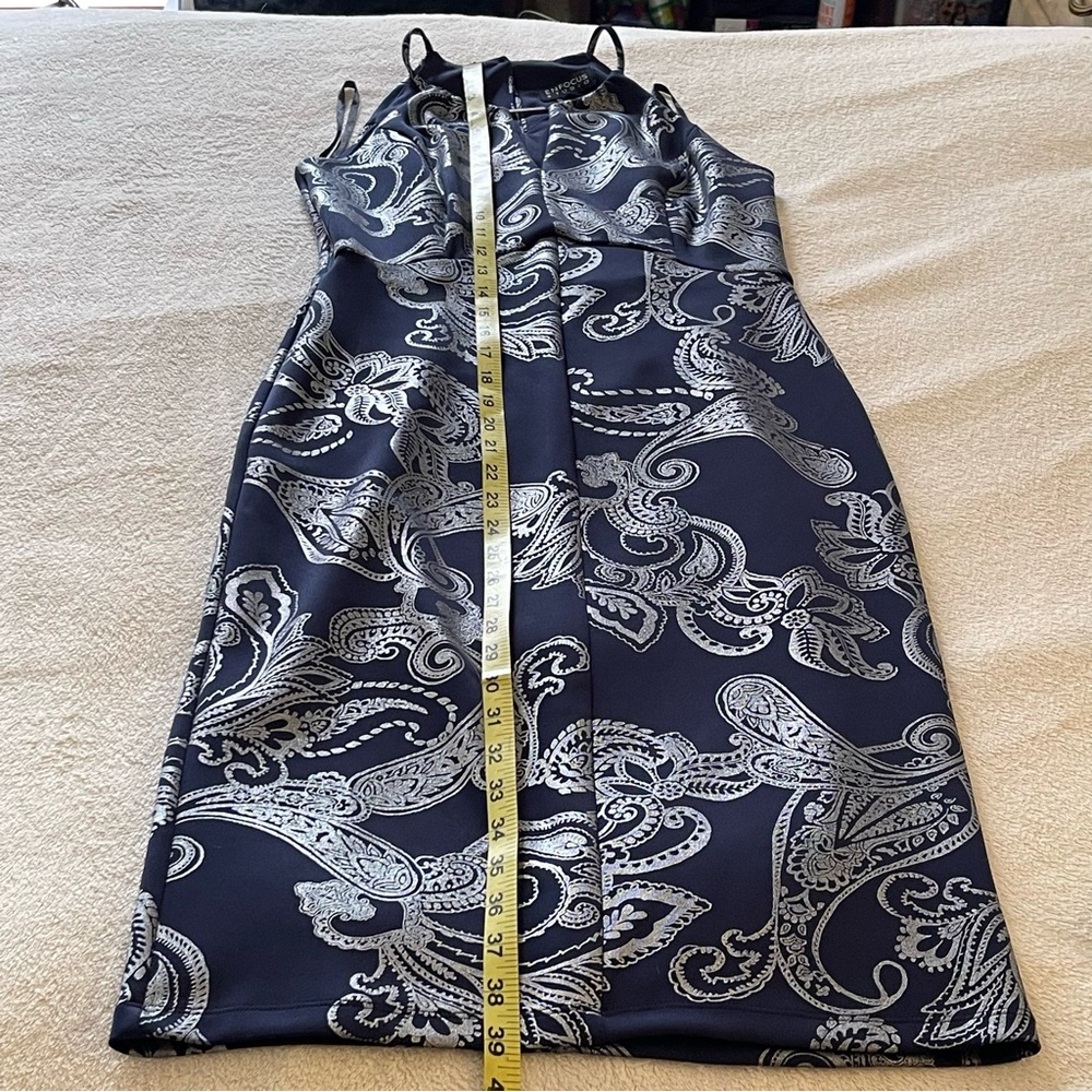 Enfocus Studio Silver Blue Halter Midi Dress - Picture 5 of 7